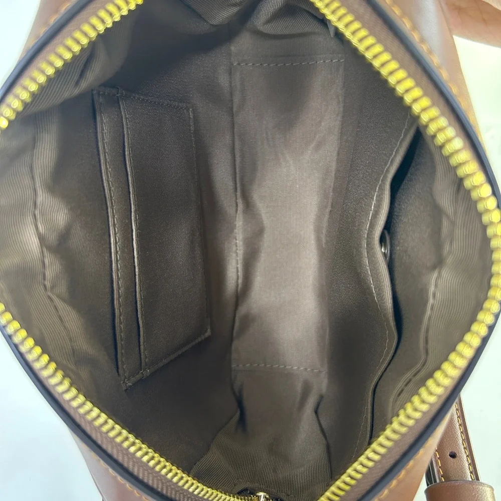 Coach Mini Jamie Camera Bag Brown Signature Canvas Crossbody Excellent